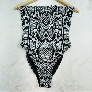 Hilo snake print strapless full piece bathing suit swim Small
